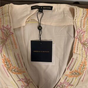 Embroidered Maxi Dress - Cream and Pink